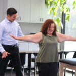 Balancing exercises with a physical therapist